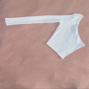 Kendall & Kylie White One Sleeve Knit Crop Top
